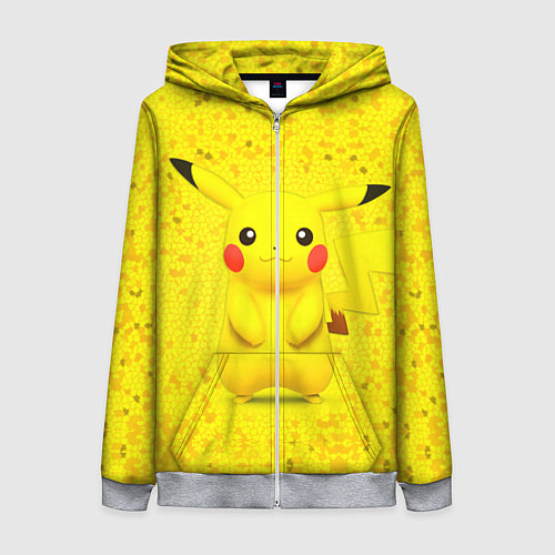 Женская толстовка на молнии Pikachu / 3D-Меланж – фото 1