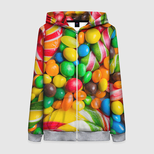 Женская толстовка на молнии Сладкие конфетки / 3D-Меланж – фото 1