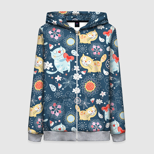 Женская толстовка на молнии Котята / 3D-Меланж – фото 1