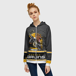 Толстовка на молнии женская Boston Bruins, цвет: 3D-белый — фото 2