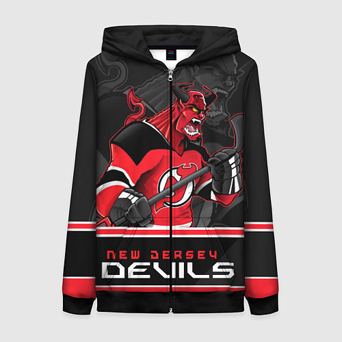 Женская толстовка на молнии New Jersey Devils / 3D-Черный – фото 1