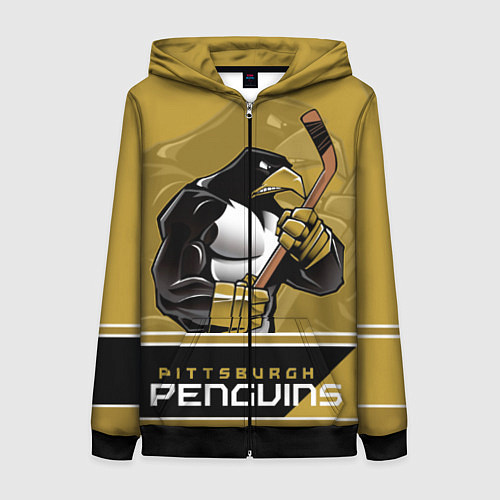 Женская толстовка на молнии Pittsburgh Penguins / 3D-Черный – фото 1