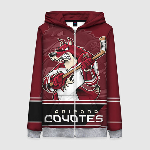 Женская толстовка на молнии Arizona Coyotes / 3D-Меланж – фото 1