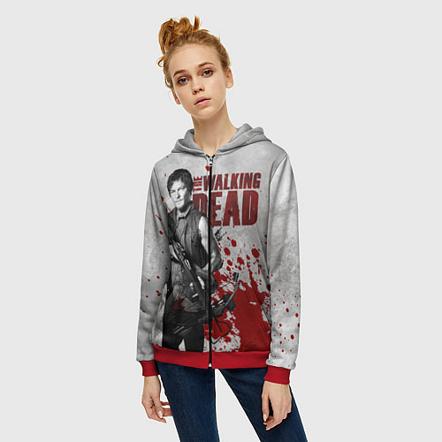 Женская толстовка на молнии Walking Dead: Deryl Dixon / 3D-Красный – фото 3