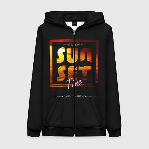 Женская толстовка на молнии Sunset Time / 3D-Черный – фото 1