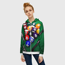 Толстовка на молнии женская Бильярд, цвет: 3D-белый — фото 2