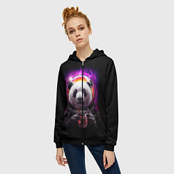 Толстовка на молнии женская Panda Cosmonaut, цвет: 3D-черный — фото 2