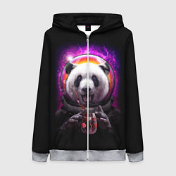 Толстовка на молнии женская Panda Cosmonaut, цвет: 3D-меланж
