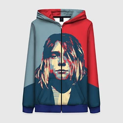 Толстовка на молнии женская Kurt Cobain, цвет: 3D-синий