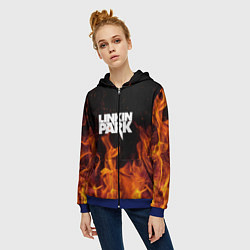 Толстовка на молнии женская Linkin Park: Hell Flame, цвет: 3D-синий — фото 2