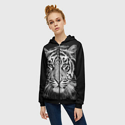 Толстовка на молнии женская Мордочка тигра, цвет: 3D-черный — фото 2