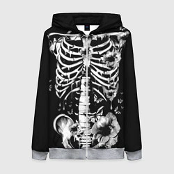 Женская толстовка на молнии Floral Skeleton