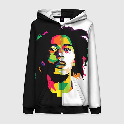 Женская толстовка на молнии Bob Marley: Colors / 3D-Черный – фото 1