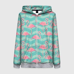 Женская толстовка на молнии Flamingo Pattern