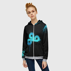 Толстовка на молнии женская Cloud 9: Black collection, цвет: 3D-меланж — фото 2