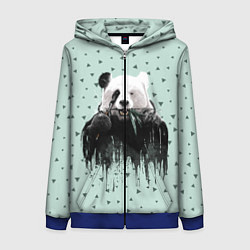 Толстовка на молнии женская Панда-художник, цвет: 3D-синий