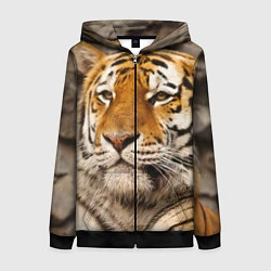 Толстовка на молнии женская Мудрый тигр, цвет: 3D-черный