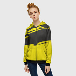 Толстовка на молнии женская Чёрно-жёлтый, цвет: 3D-черный — фото 2