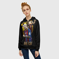 Толстовка на молнии женская Messi Star, цвет: 3D-черный — фото 2