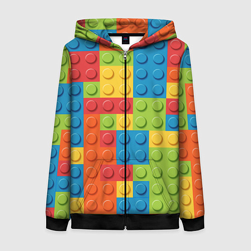 Женская толстовка на молнии Лего конструктор / 3D-Черный – фото 1
