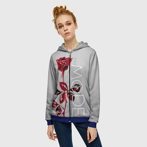 Женская толстовка на молнии Depeche Mode: Red Rose / 3D-Синий – фото 3