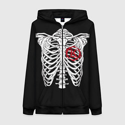 Толстовка на молнии женская Кукрыниксы: Скелет, цвет: 3D-черный