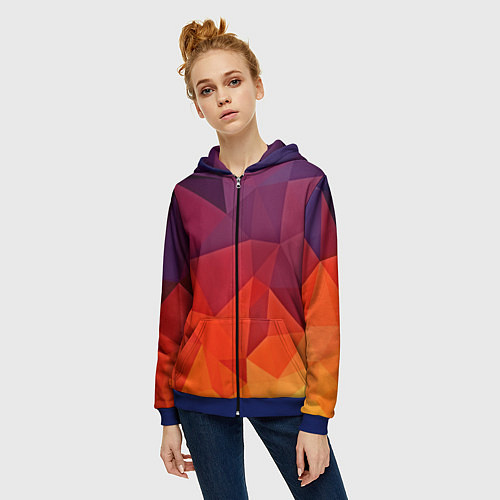 Женская толстовка на молнии Geometric / 3D-Синий – фото 3