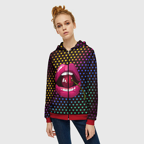 Женская толстовка на молнии Pop art / 3D-Красный – фото 3