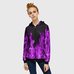 Толстовка на молнии женская Фиолетовый огонь, цвет: 3D-черный — фото 2