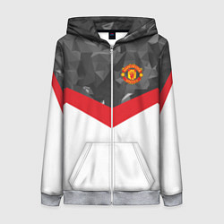 Женская толстовка на молнии Man United FC: Grey Polygons