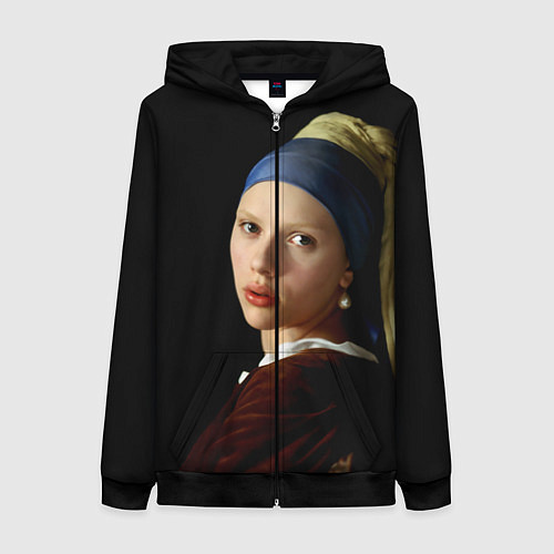 Женская толстовка на молнии Scarlett Johansson / 3D-Черный – фото 1