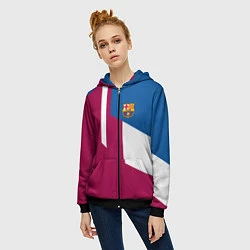 Толстовка на молнии женская FC Barcelona 2018, цвет: 3D-черный — фото 2