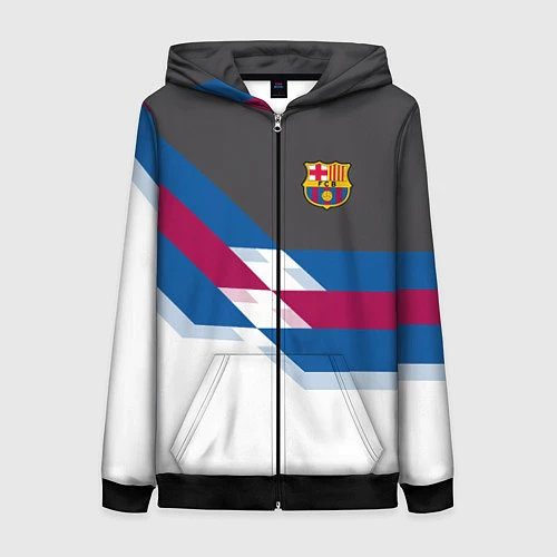 Женская толстовка на молнии Barcelona FC: White style / 3D-Черный – фото 1