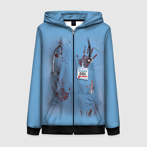 Женская толстовка на молнии Костюм врача кровь / 3D-Черный – фото 1