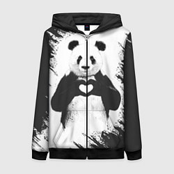 Толстовка на молнии женская Panda Love, цвет: 3D-черный
