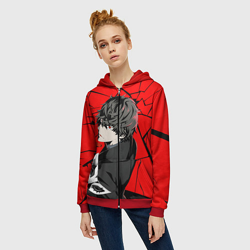 Женская толстовка на молнии Persona 5 / 3D-Красный – фото 3