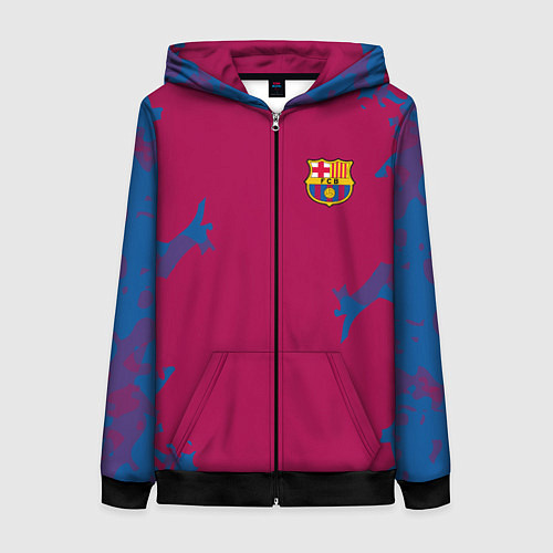 Женская толстовка на молнии FC Barcelona: Purple Original / 3D-Черный – фото 1