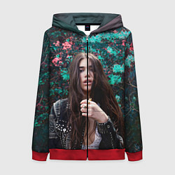 Толстовка на молнии женская Dua Lipa: Floral, цвет: 3D-красный