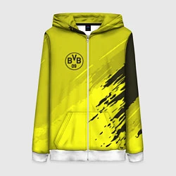 Толстовка на молнии женская FC Borussia: Yellow Original, цвет: 3D-белый