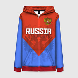 Толстовка на молнии женская Russia Red & Blue, цвет: 3D-красный