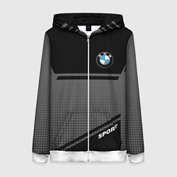 Толстовка на молнии женская BMW SPORT БМВ СПОРТ, цвет: 3D-белый