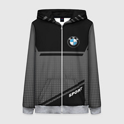 Толстовка на молнии женская BMW SPORT БМВ СПОРТ, цвет: 3D-меланж