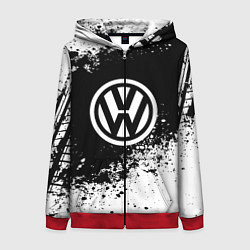 Толстовка на молнии женская Volkswagen: Black Spray, цвет: 3D-красный