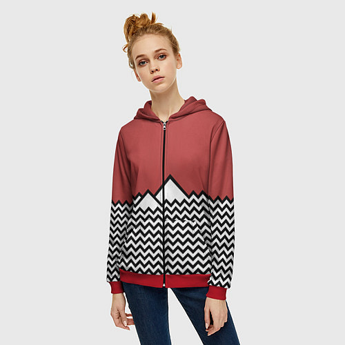 Женская толстовка на молнии Горы Твин Пикс / 3D-Красный – фото 3