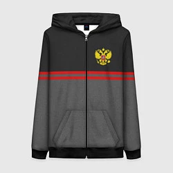 Толстовка на молнии женская Russia: Grey Style, цвет: 3D-черный