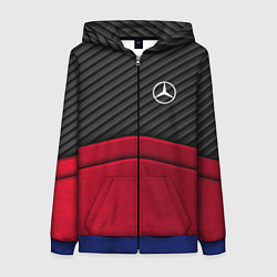 Толстовка на молнии женская Mercedes Benz: Red Carbon, цвет: 3D-синий