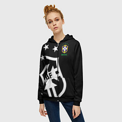 Толстовка на молнии женская Brazil Team: Exclusive, цвет: 3D-черный — фото 2