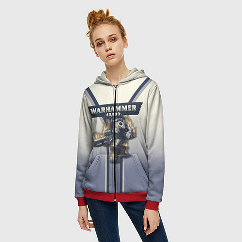 Женская толстовка на молнии Warhammer 40000: Tau Empire / 3D-Красный – фото 3