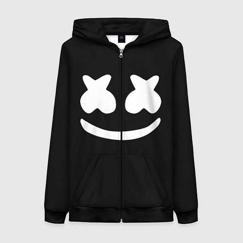 Женская толстовка на молнии Marshmello: Black Face / 3D-Черный – фото 1