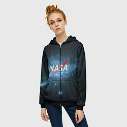 Толстовка на молнии женская NASA: Space Light, цвет: 3D-черный — фото 2